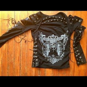 Punk rock long sleeve black goth top Medium